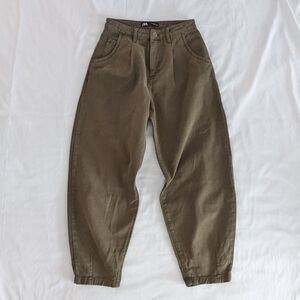 Zara Barrell Leg Pant Olive Green 4
